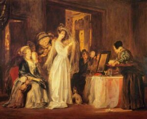 「結婚式の日に身支度をする花嫁」（1838年）デイヴィッド・ウィルキー