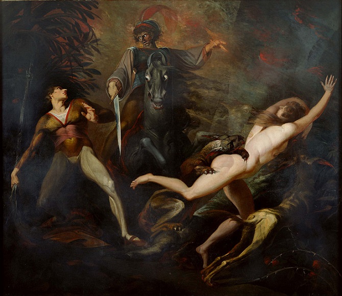 「グイド・カヴァルカンティの亡霊に出会うテオドーレ」（1783年頃）ヨハン・ハインリヒ・フュースリ
