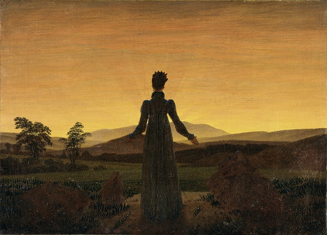 「夕日の前に立つ女性」（1818年頃）カスパー・ダーヴィト・フリードリヒ