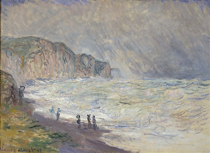 「波立つプールヴィルの海」（1897年）クロード・モネ