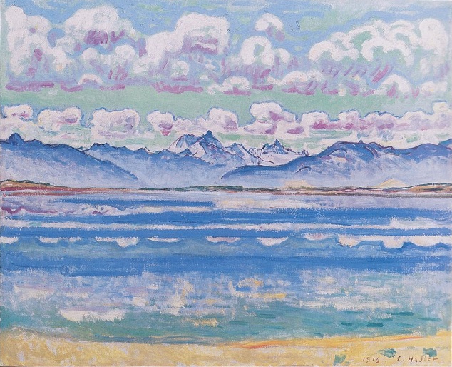 「モンタナ湖から眺めたヴァイスホルン」（1915年）フェルディナント・ホドラー