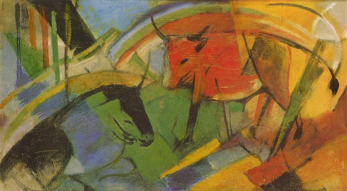 「牛」（1913年）フランツ・マルク