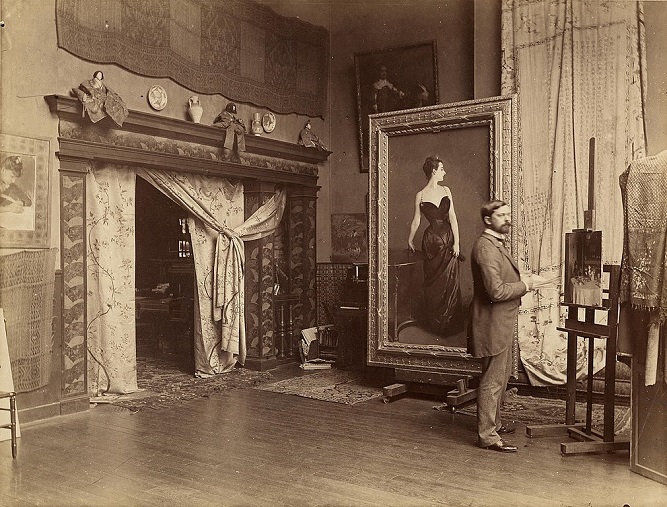 アトリエにいるジョン・シンガー・サージェント（1884年頃）写真