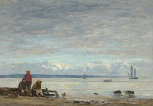 「オンフルール、浜辺の漁師たち」（1858-62年頃）ウジェーヌ・ブーダン