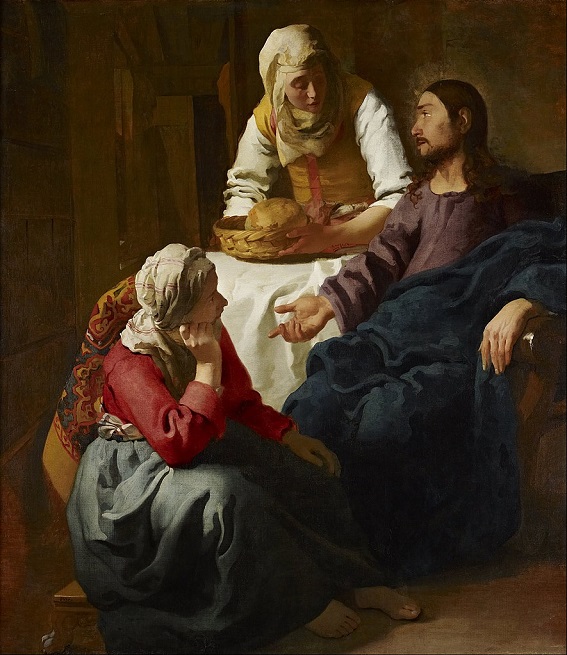 「マリアとマルタの家のキリスト」（1654年‐1655年）ヨハネス・フェルメール