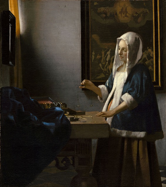 「天秤を持つ女」（1662年‐1664年）ヨハネス・フェルメール