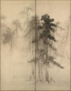 「松林図屏風（右隻一部）」（安土桃山時代、16世紀）長谷川等伯筆