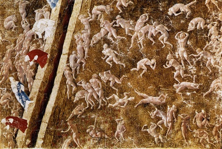 「地獄図、『神曲』第15歌より」（1490年）サンドロ・ボッティチェッリ
