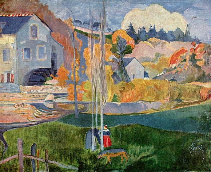 「ポン＝タヴァンの水車小屋」（1894年）ポール・ゴーガン
