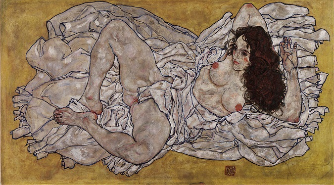 「横たわる女」（1917年）エゴン・シーレ