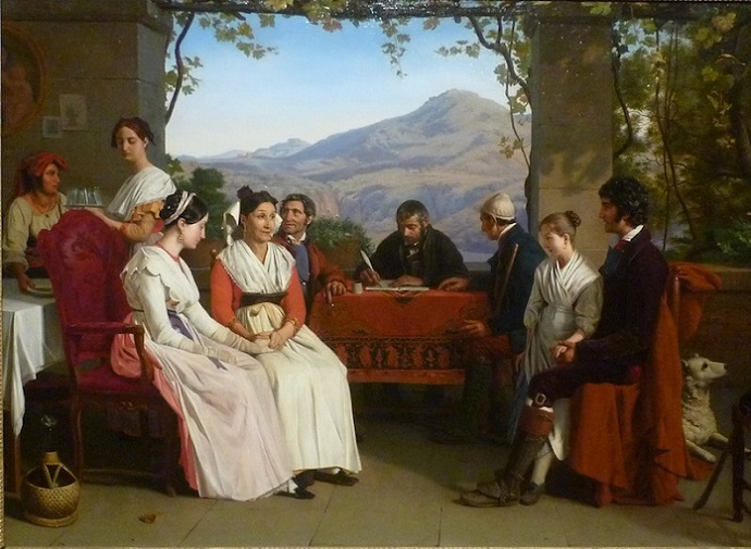 「イタリアの婚姻契約」（1831年）ギョーム・ボディニエ