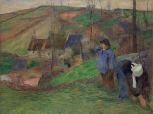 「ブルターニュ風景」（1888年）ポール・ゴーガン