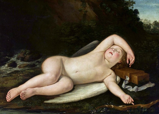 「眠るクピド（アモール）」（1625‐50年頃）フランチェスコ・アルバーニ
