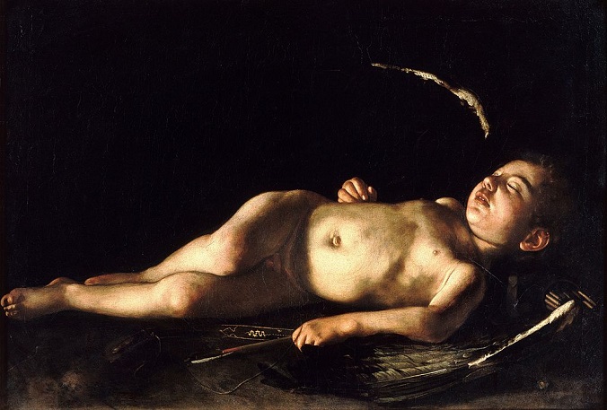 「眠るクピド（アモール）」（1608年）ミケランジェロ・メリージ・ダ・カラヴァッジョ