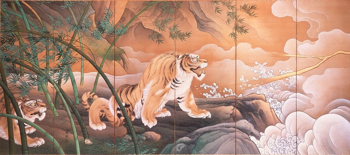 「龍虎図屏風（虎図部分）」（1895年）橋本雅邦