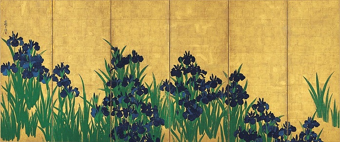 「燕子花図屏風（左隻）」（江戸時代、18世紀）尾形光琳筆