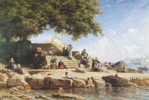 「ドゥアルヌネの渡し船の乗り場」（1870年）オーギュスト・アナスタジ