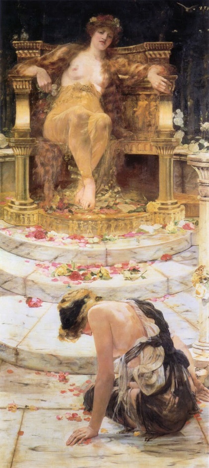 「プシュケと王座のウェヌス」（1883年）エドワード・マシュー・ヘイル