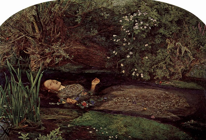 「オフィーリア」（1852年）ジョン・エヴァレット・ミレー