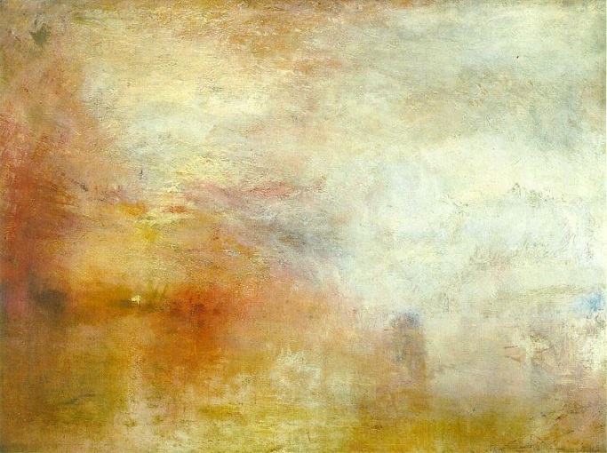 「湖に沈む夕日」（1840年頃）J.M.W.ターナー