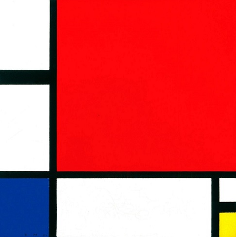「赤、黄、青のコンポジション」（1930年）ピエト・モンドリアン