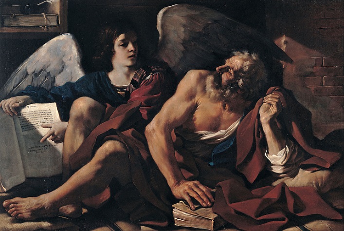 「聖マタイと天使」（1622年）グエルチーノ