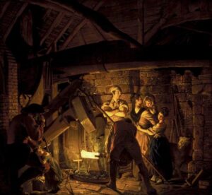 「溶鉄炉」（1772年）ジョセフ・ライト・オブ・ダービー