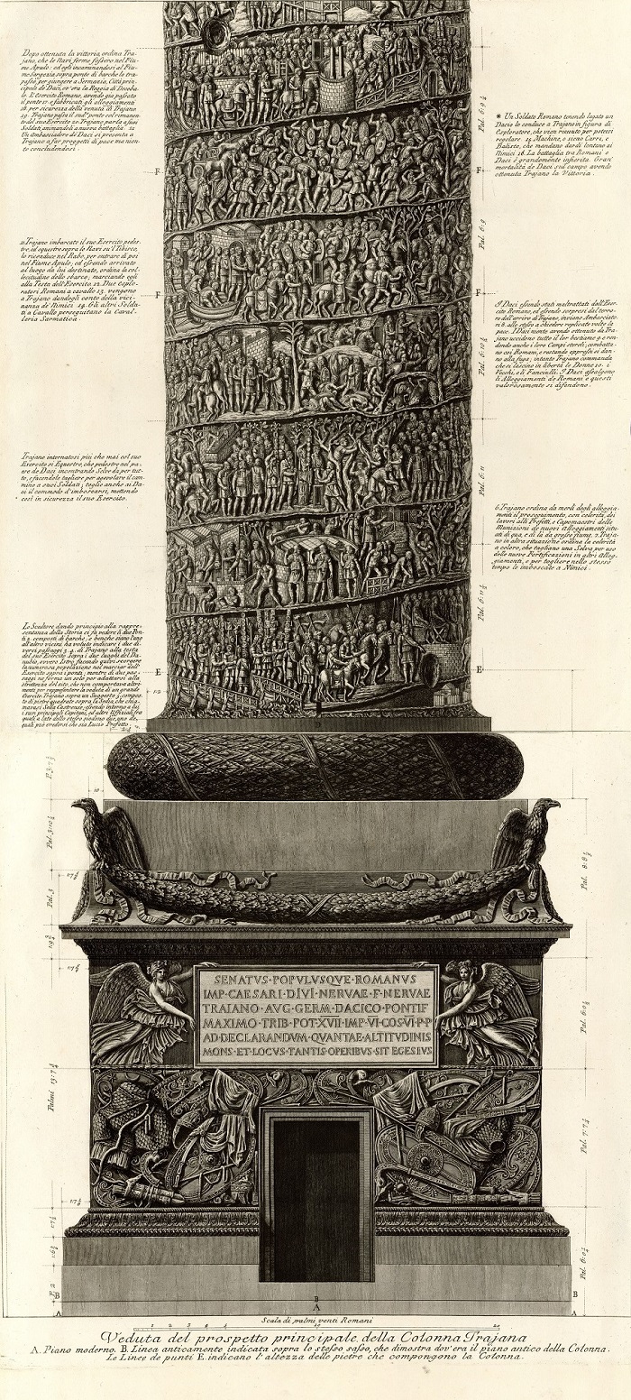 「トラヤヌス帝の記念柱（下部）」（1774‐75年頃）ジョヴァンニ・バッティスタ・ピラネージ
