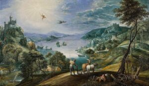 「イカロスの墜落と耕作する農夫のある風景」（1620-1630年頃）マールテン・ライカールト
