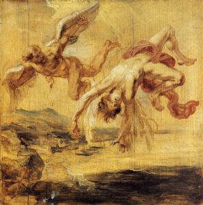 「イカロスの墜落」（1636年）ピーテル・パウル・ルーベンス