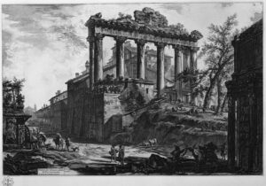 「サトゥルヌス神殿（『ローマの景観』より）」（1774年）ジョヴァンニ・バッティスタ・ピラネージ