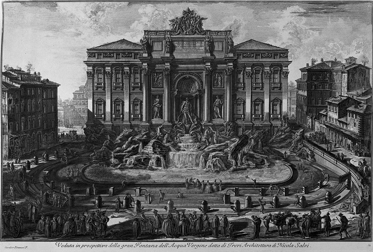 「トレヴィの泉（『ローマの景観』より）」（1773年）ジョヴァンニ・バッティスタ・ピラネージ