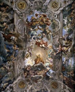 パラッツォ・バルベリーニの天井フレスコ画『神の摂理（神意とバルベリーニ家の栄光への寓意）』（1633‐39年頃）ピエトロ・ダ・コルトーナ