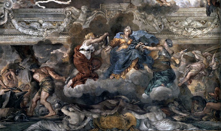 パラッツォ・バルベリーニの天井フレスコ画『神の摂理（神意とバルベリーニ家の栄光への寓意）※detail』（1633‐39年頃）ピエトロ・ダ・コルトーナ