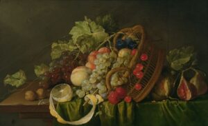 「果物籠のある静物」（1654年頃）コルネリス・デ・へーム