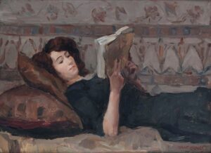 「ソファで本を読む女性」（1920年）イサーク・イスラエルス
