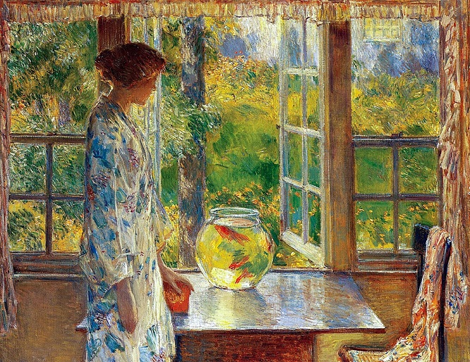 「金魚の鉢」（1912年）フレデリック・チャイルド・ハッサム