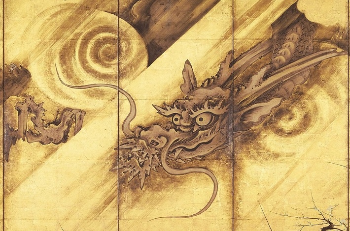 「龍虎図屏風（龍図部分、detail」（17世紀初頭）狩野山楽