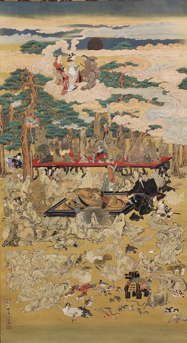 「武四郎涅槃図（北海道人樹下午睡図）」（1886年）河鍋暁斎