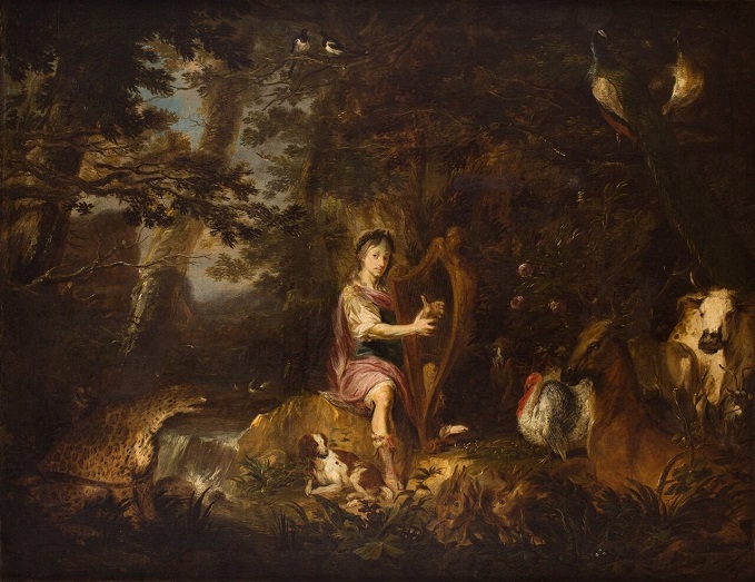 「竪琴を弾くオルフェウス」（1670年頃）マイケル・ウィルマン