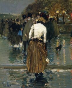 「パリ、日没の遊歩道」（1888-1889年頃）フレデリック・チャイルド・ハッサム