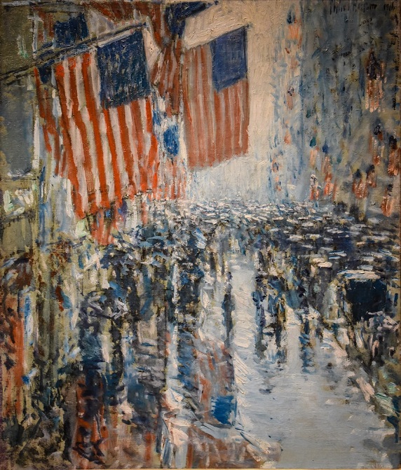 「雨の日のマンハッタン5番街」（1916年）フレデリック・チャイルド・ハッサム