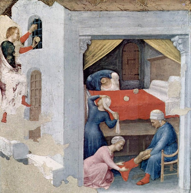 「聖ニコラウスと3人の貧しい娘たち」（1425年頃）ジェンティーレ・ダ・ファブリアーノ