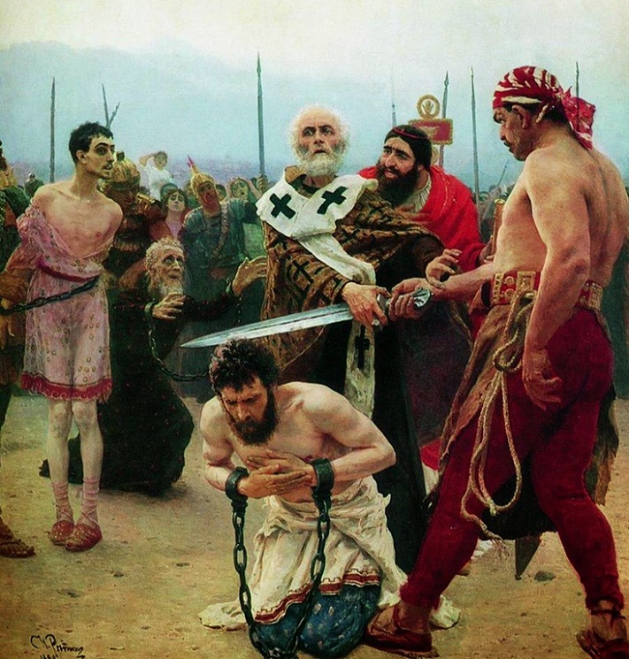 「無実の3人を死刑から救う聖ニコラウス」（1888年）イリヤ・レーピン