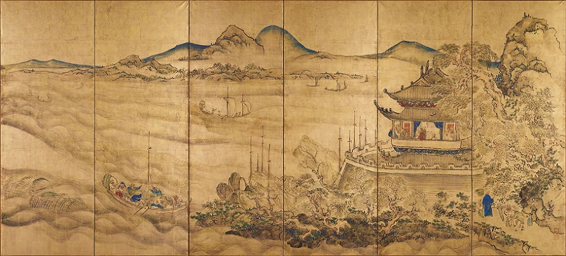 「楼閣山水図屏風（右隻）」（江戸時代、18世紀）池大雅