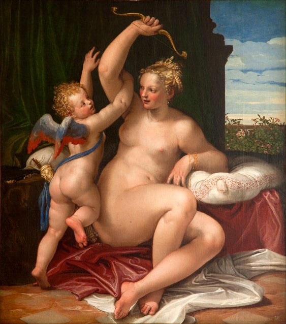 「キューピッドから弓を取り上げるヴィーナス」（1555年頃）パオロ・ヴェロネーゼ
