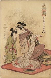 「青楼十二時 続 戌の刻」（1794年、寛政6年頃）喜多川歌麿
