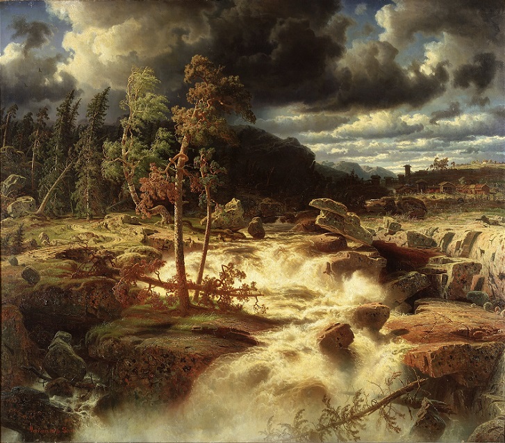 「スモーランド地方の滝」（1856年）マルクス・ラーション