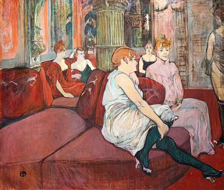 「ムーラン通りのサロンにて」（1894年）アンリ・ド・トゥールーズ＝ロートレック