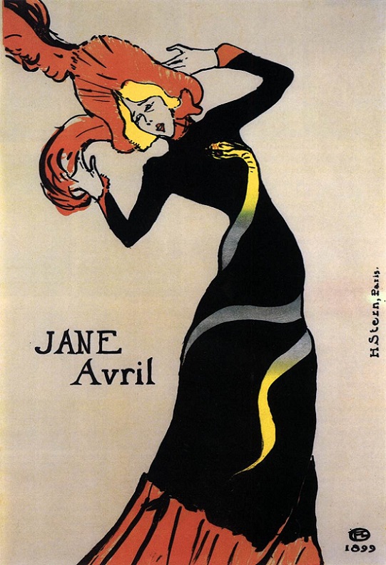 「ジャンヌ・アヴリル（ポスター）」（1899年）アンリ・ド・トゥールーズ＝ロートレック